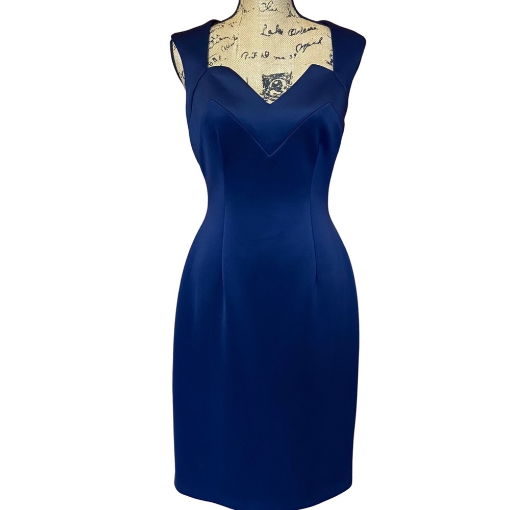 NWOT Connected Apparel Dark Blue Sweetheart Neckline Dress Size M